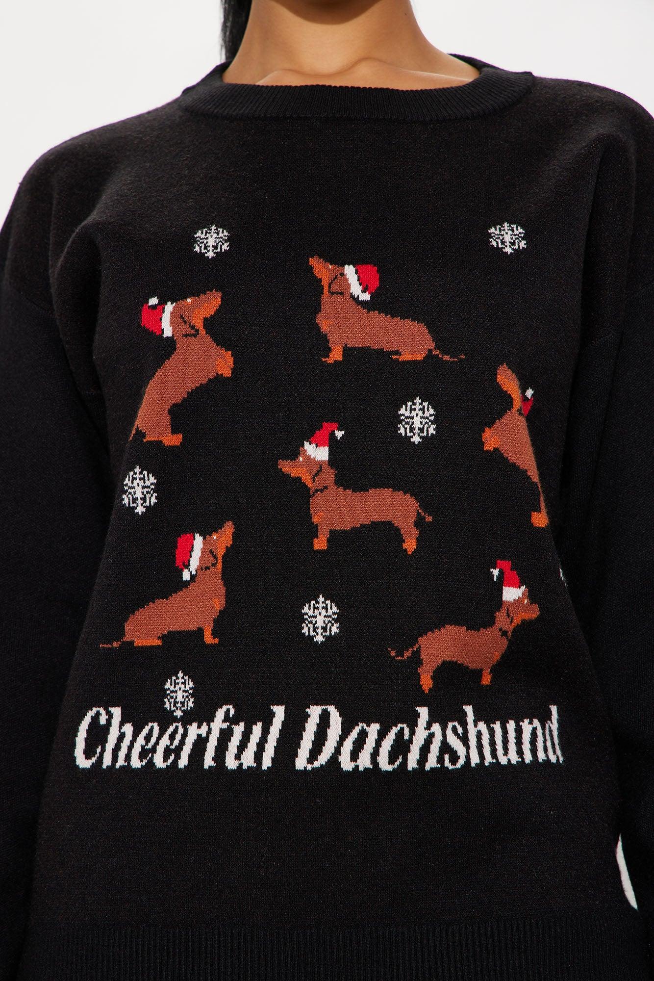 Dachshund Christmas Sweater - Black/combo Product Image