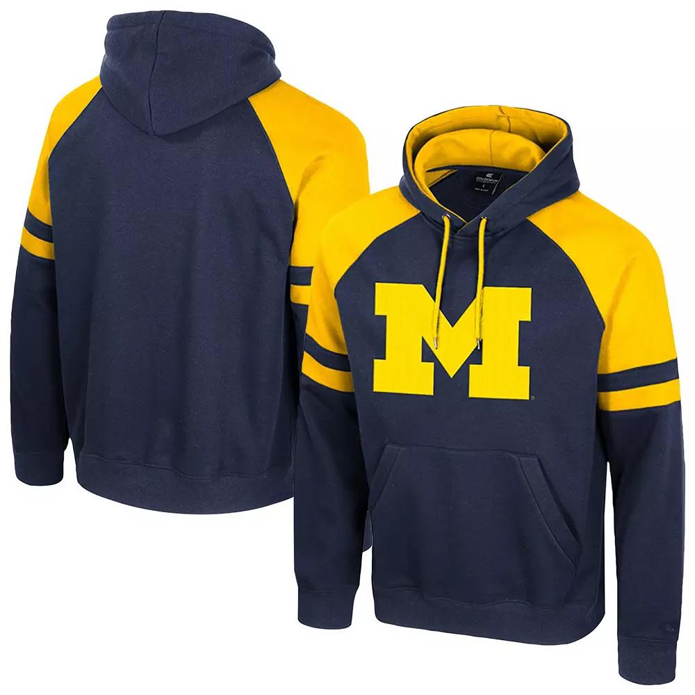 Men's Colosseum  Navy Michigan Wolverines Todd Raglan Pullover Hoodie, Size: Medium, Blue Product Image