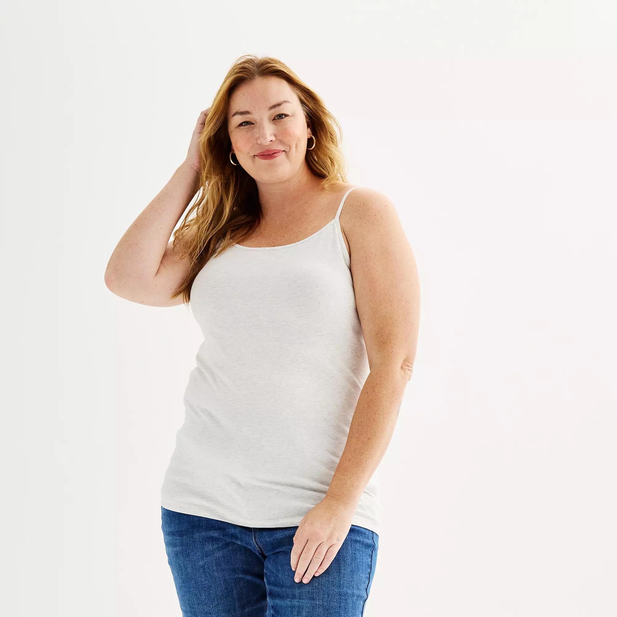 Plus Size Sonoma Goods For Life® Spaghetti Strap Cami, Women's, Size: 2XL, Light Gray Grey Product Image