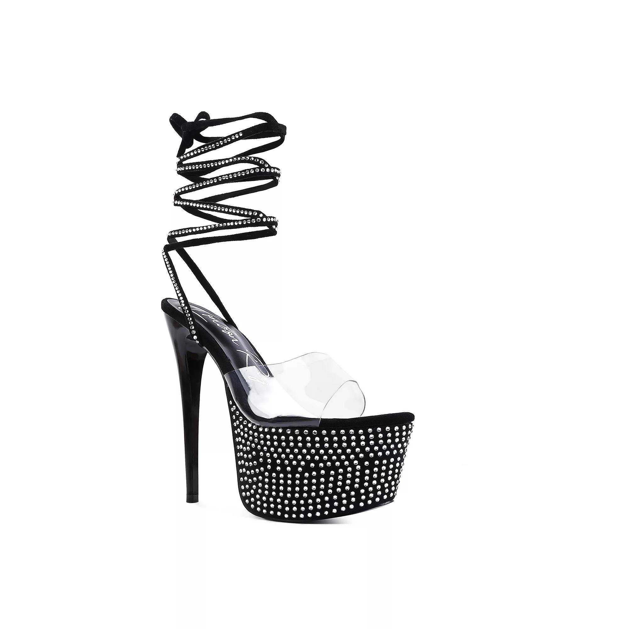 London Rag Sugar Mom Women's Strappy Rhinestone High Heel Sandals,  Product Image