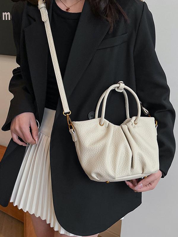 Pleated Solid Color Zipper Crossbody Bags Handbags Product Image