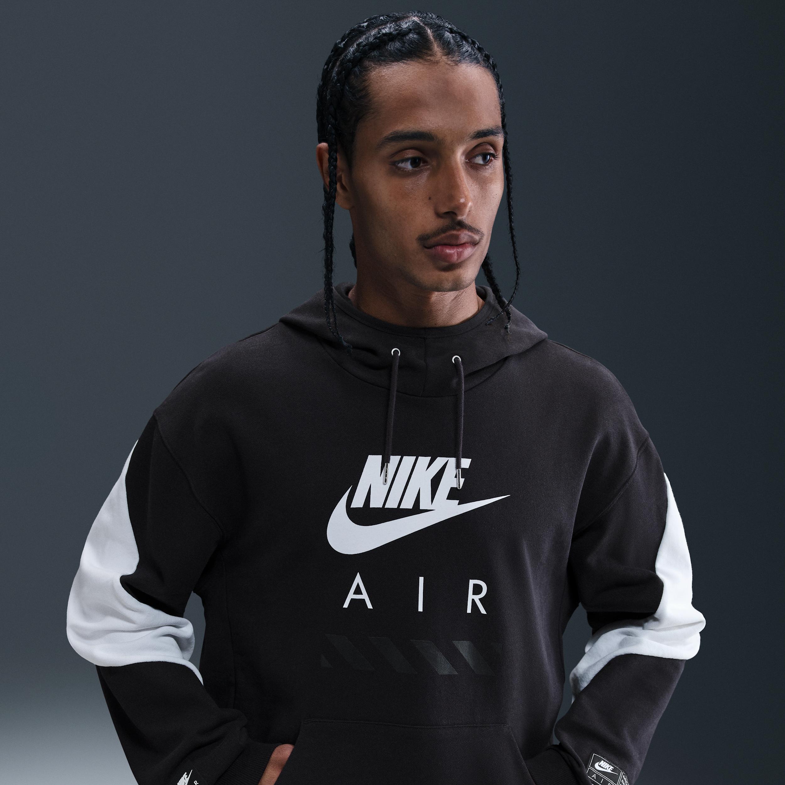 Nike Mens Nike Air Fleece Pullover Hoodie BFT - Mens Black/White/White Product Image