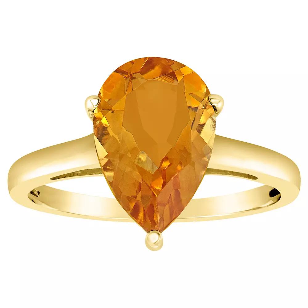 Alyson Layne 14k Gold Pear Cut Citrine Solitaire Ring, Women's, Size: 6 Product Image