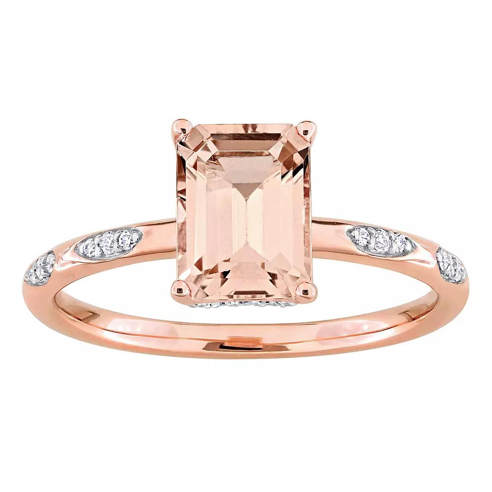 Stella Grace 14k Rose Gold Morganite & 1/10 Carat T.W. Diamond Engagement Ring, Women's,  Product Image