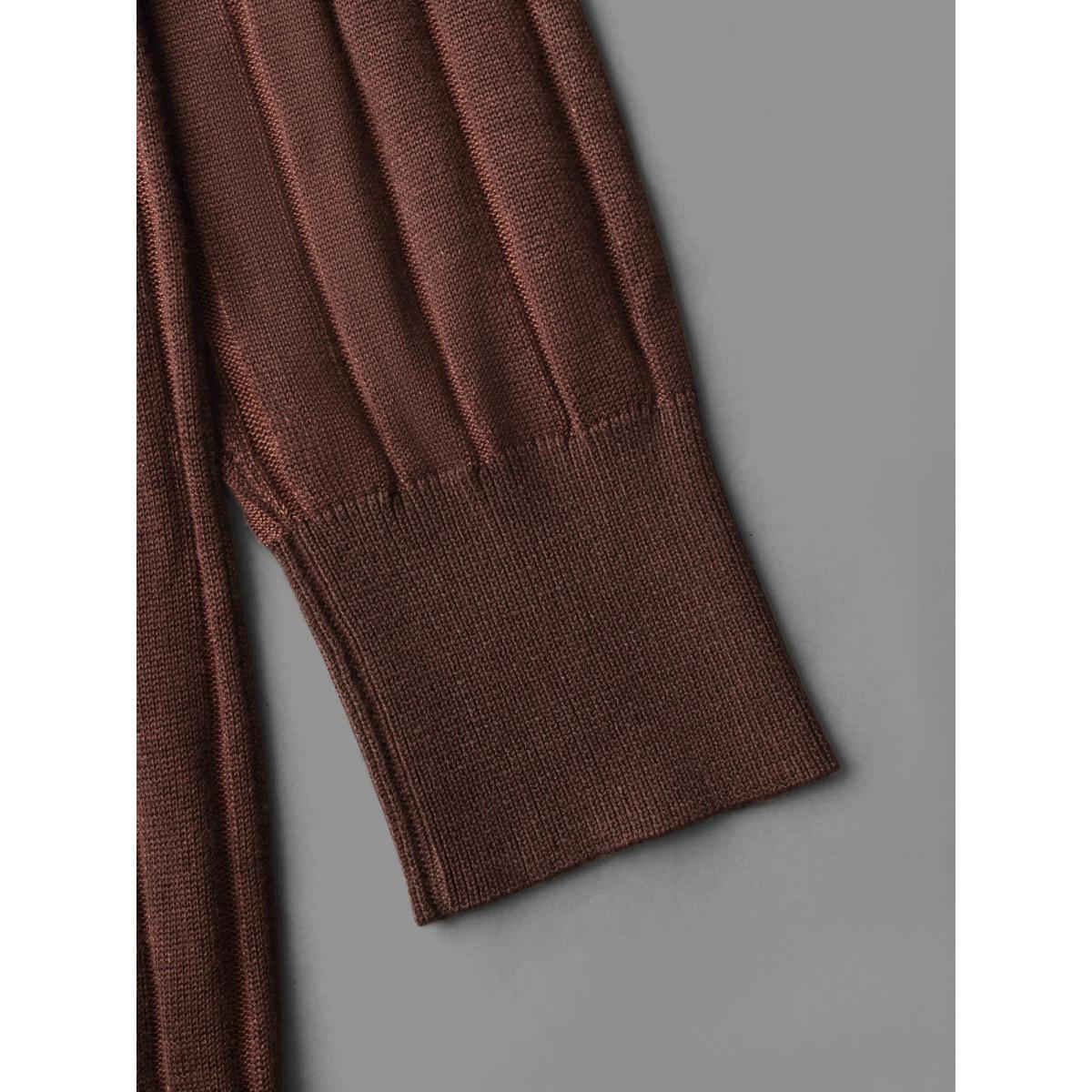 Plus Size Textured Ribbed Hem Round Neck Pullover Browncoffeecolor Women Casual Loose Long Sleeve Round Neck Everyday Pullovers BloomChic 10/M Product Image