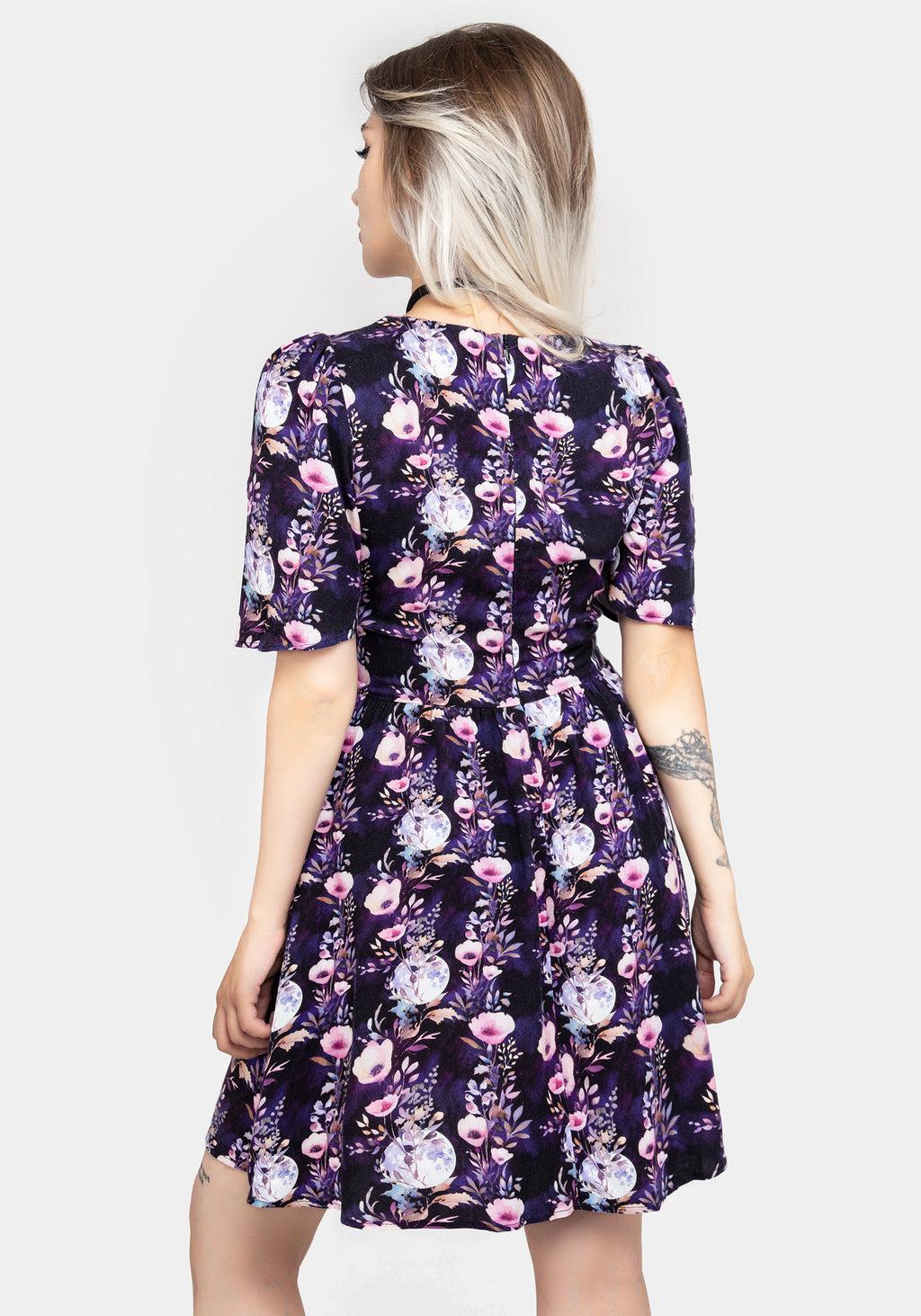 Socordia Floral Moon Button Front Mini Dress Product Image