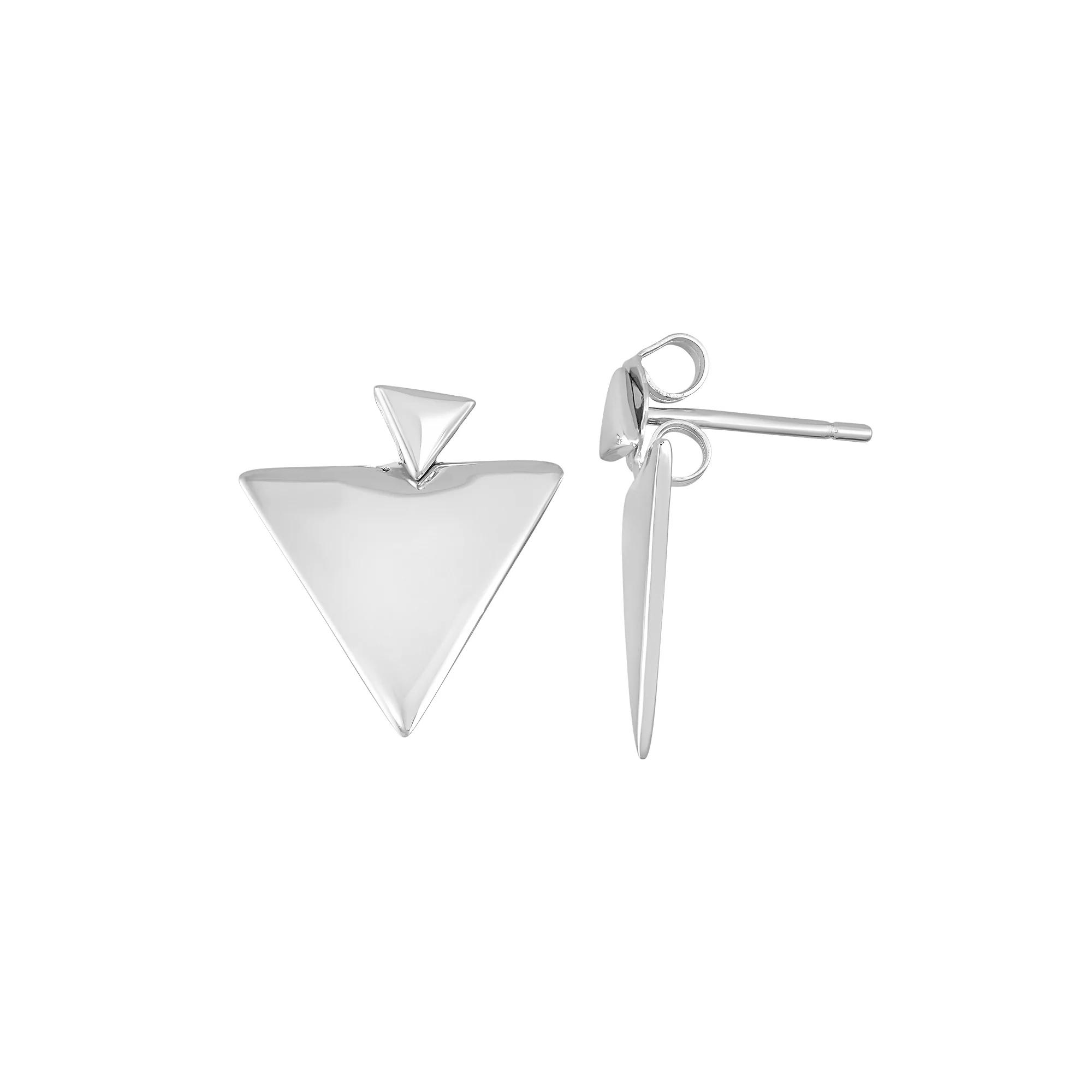 Sterling Silver Front-Back Triangle Drop Earrings, Women's, Grey Product Image