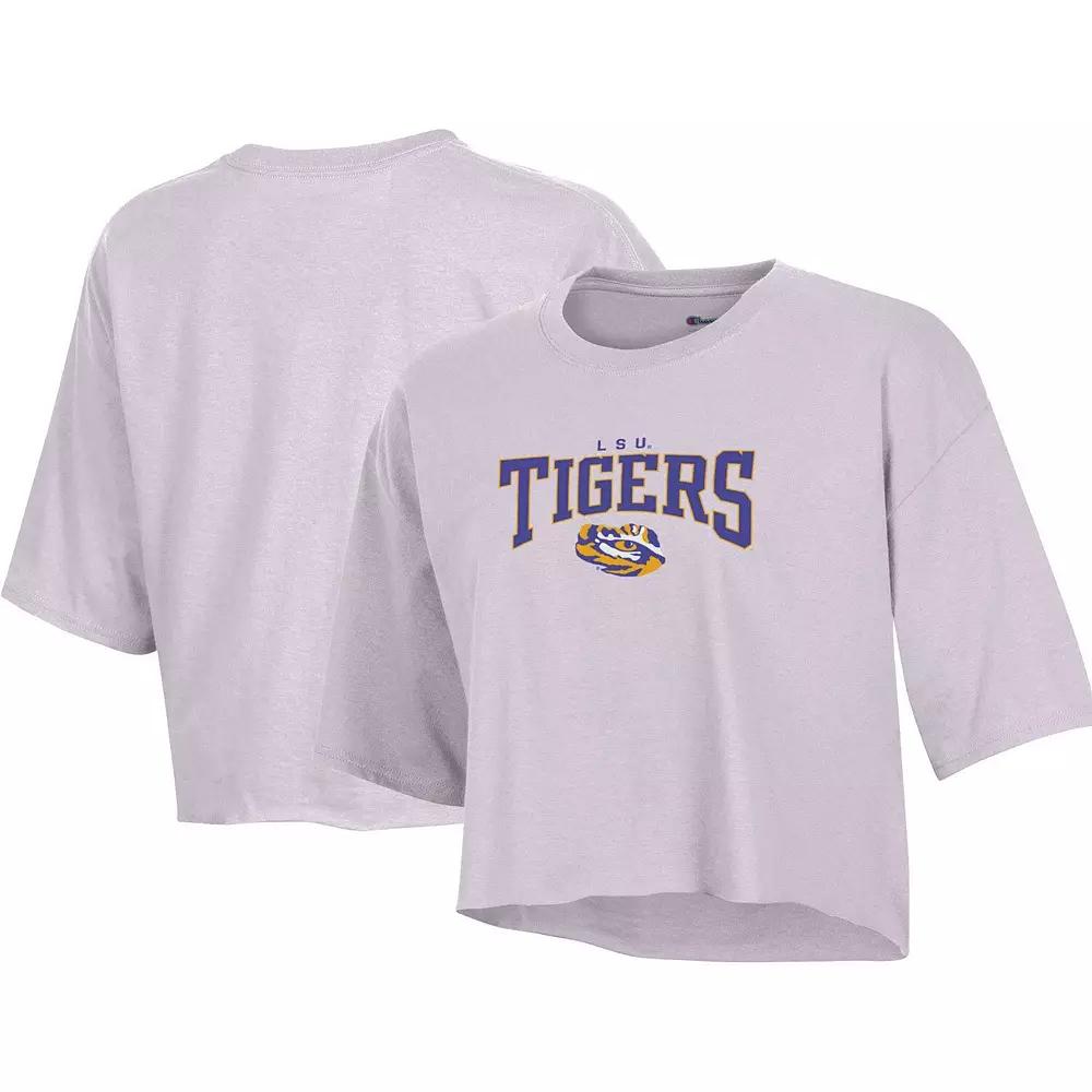 Women's Champion Lavender LSU Tigers Boyfriend Cropped T-Shirt,  Product Image