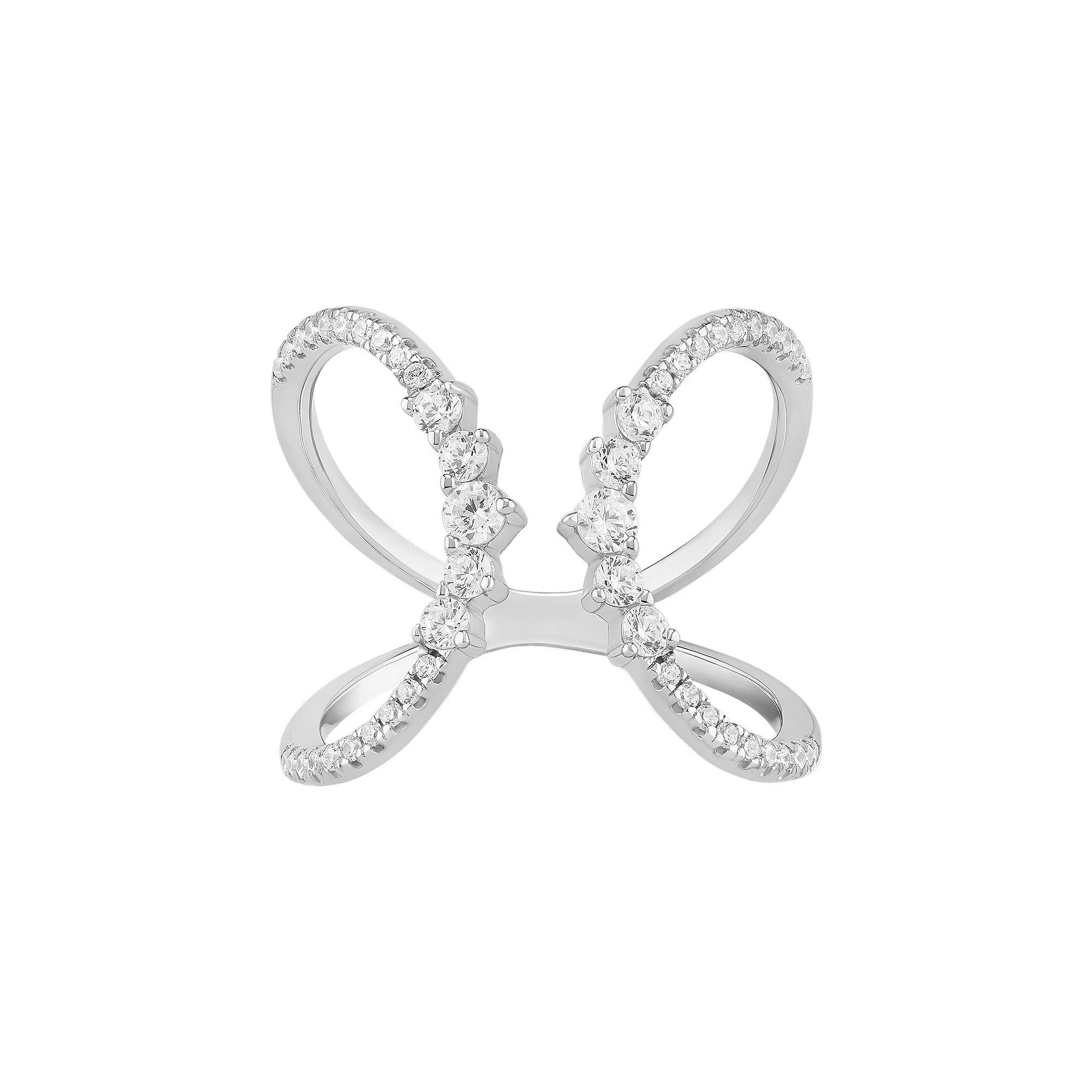 PRIMROSE Sterling Silver Graduated Cubic Zirconia Open Band Ring, Womens Sterling Clear Product Image