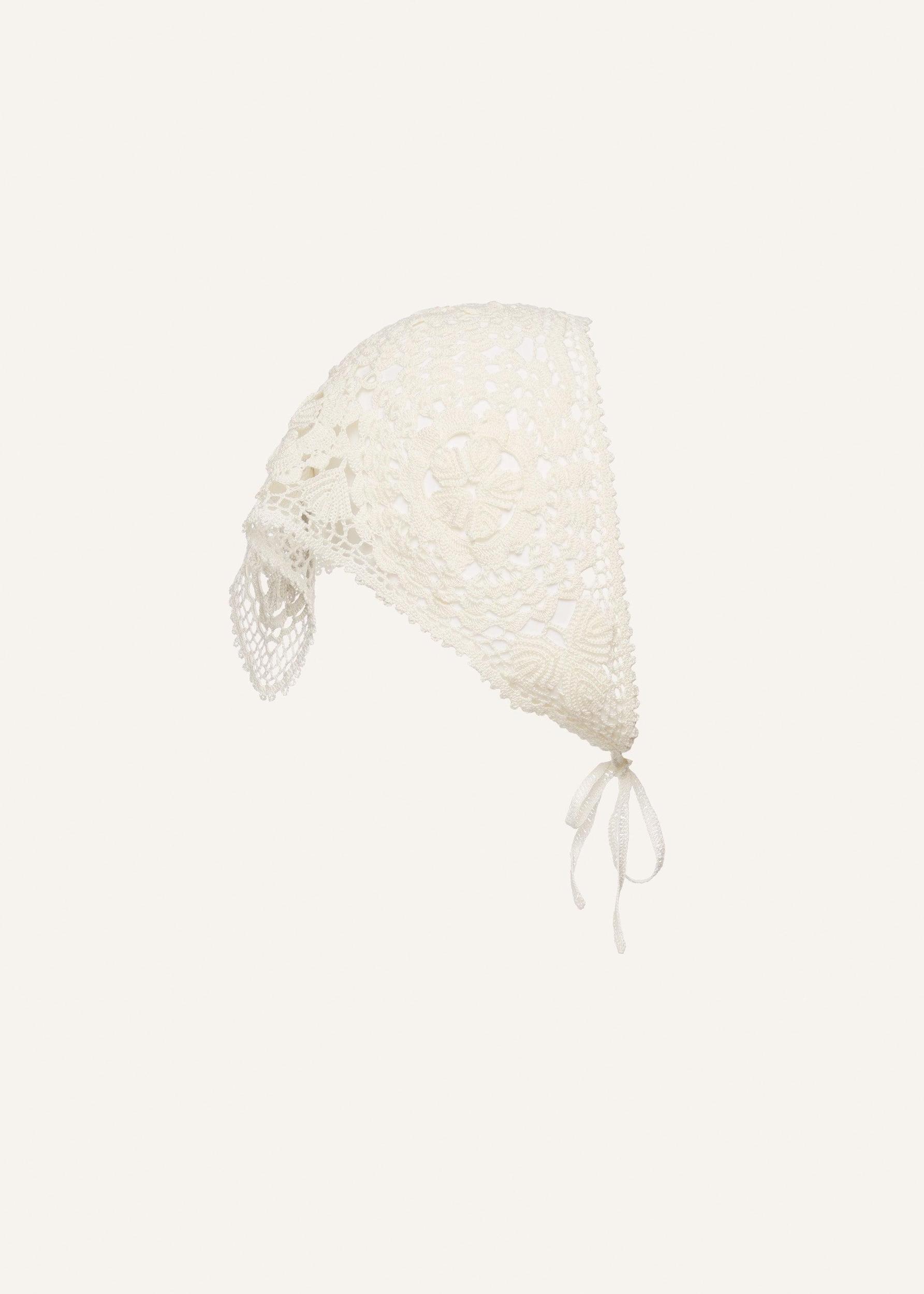 Crochet head scarf in white Product Image