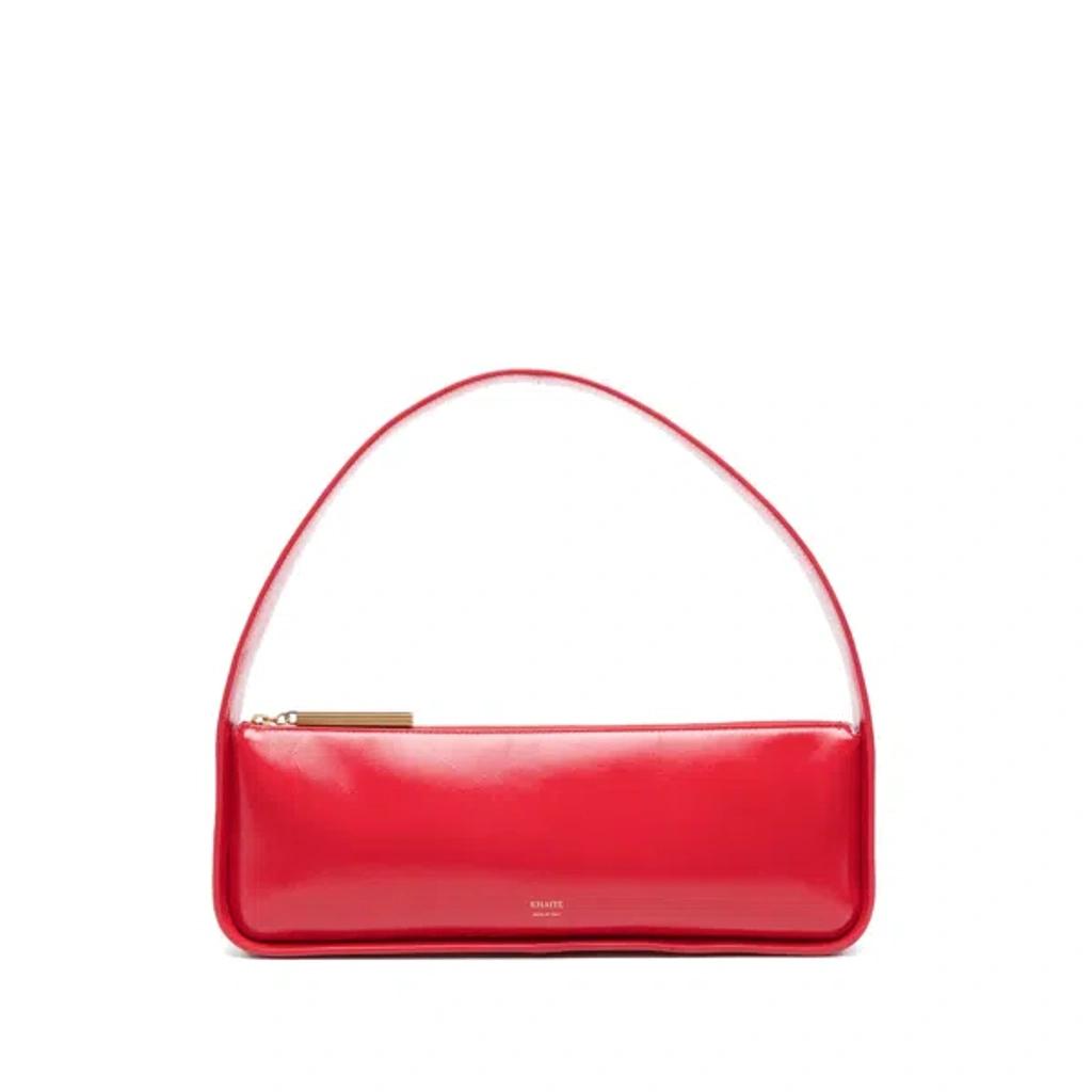 KHAITE Lori Crackle Patent Leather Shoulder Bag In Red Product Image