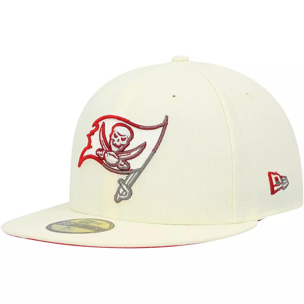 Men's New Era Cream Tampa Bay Buccaneers Chrome Color Dim 59FIFTY Fitted Hat,  Product Image