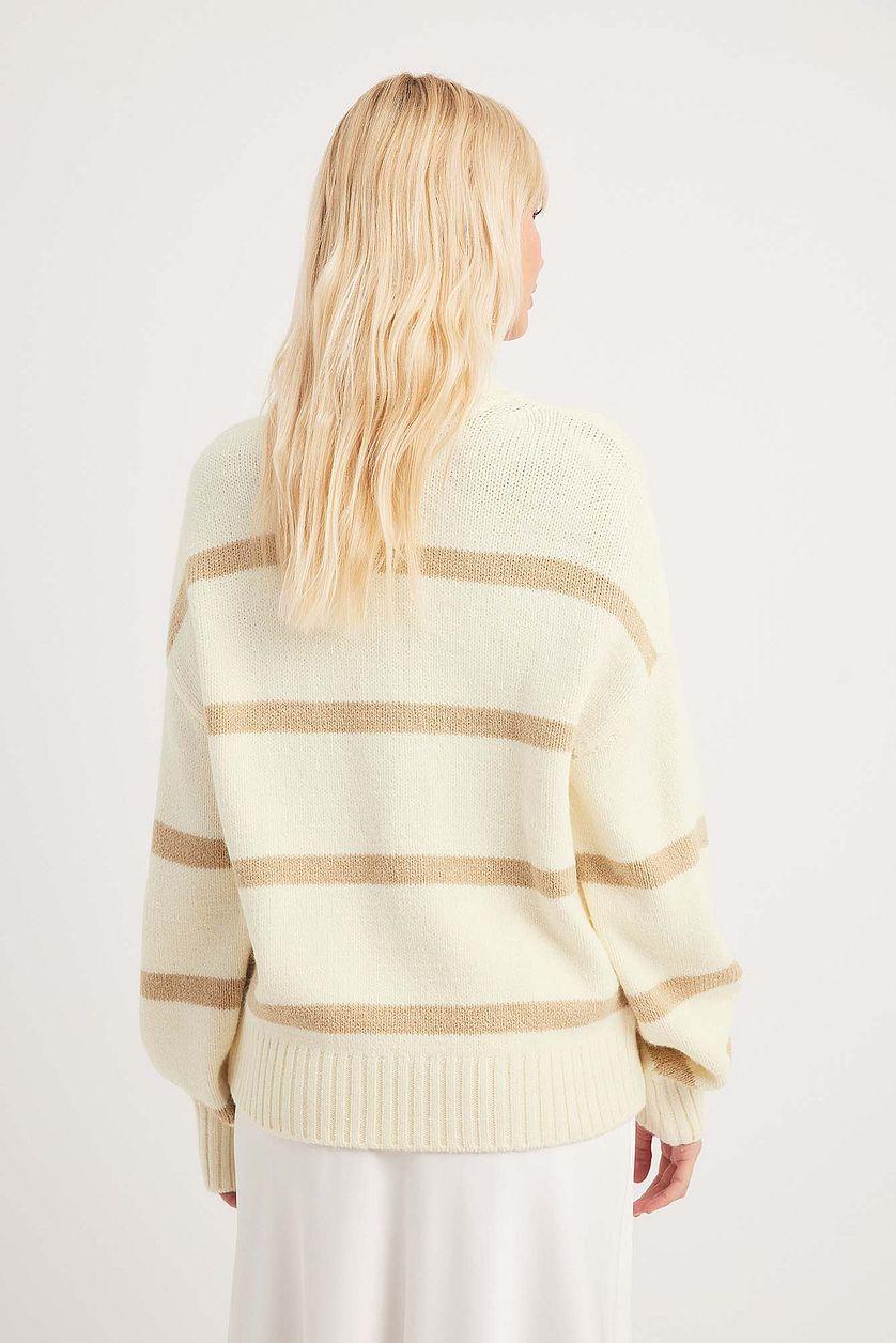 Turtle Neck Knitted Striped Sweater Product Image