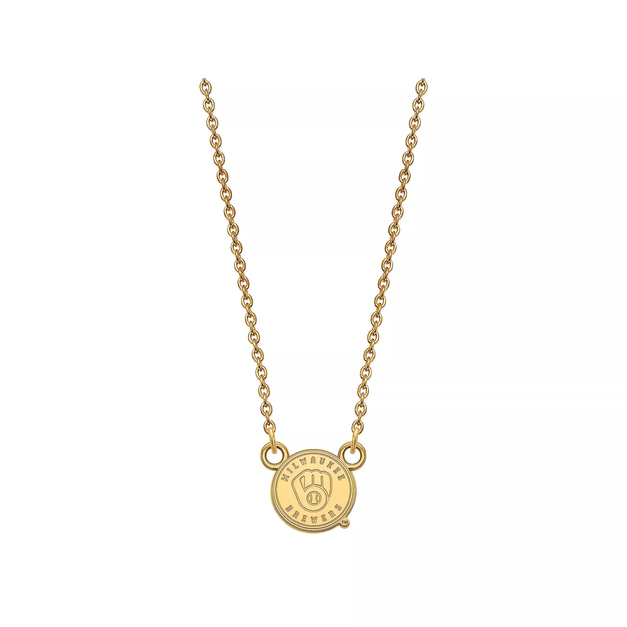 LogoArt Milwaukee Brewers Sterling Silver Small Pendant Necklace, Women's, Size: 18 mm, Gold Tone Product Image