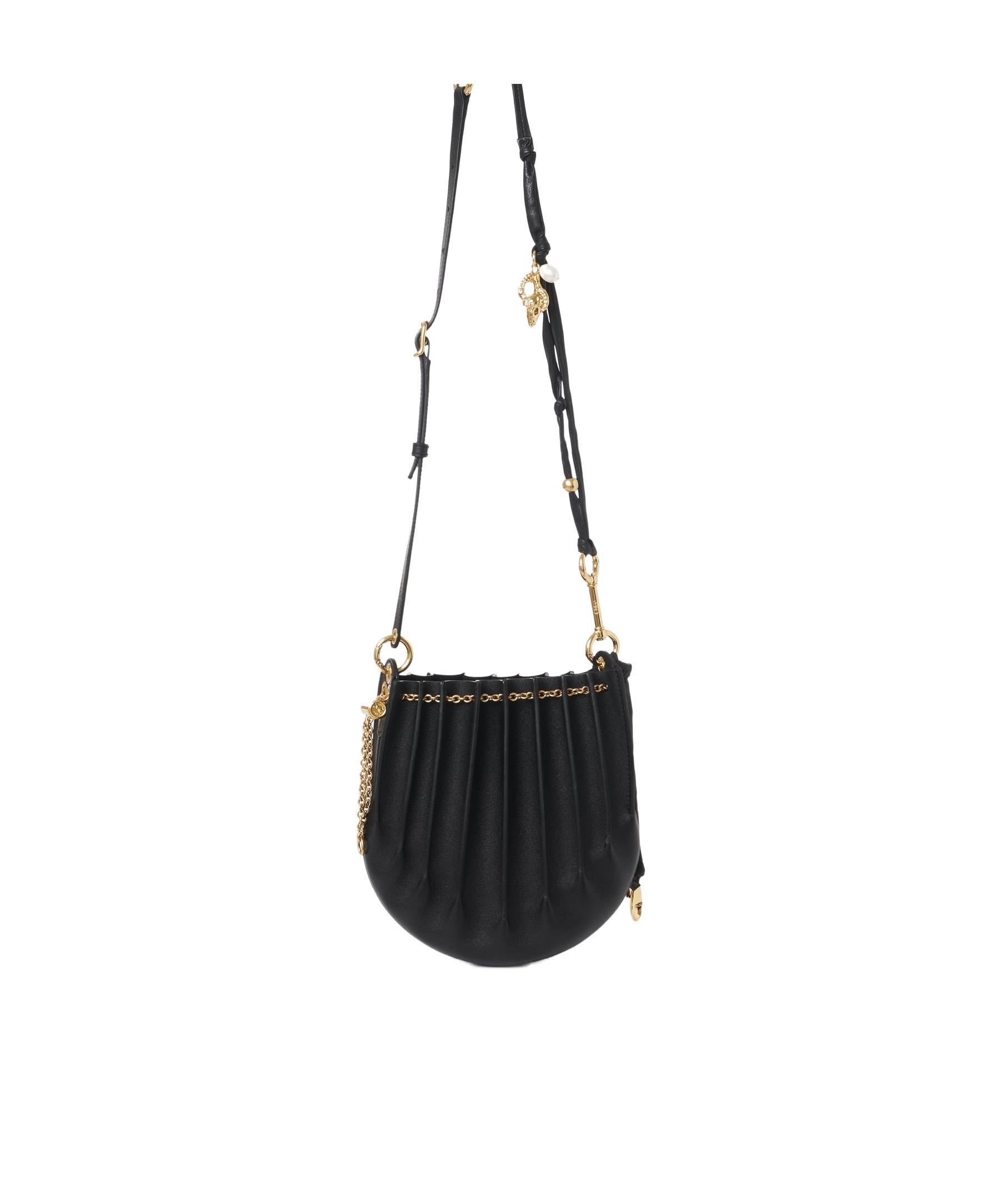 CHLOÉ Sea Treasures Embellished Pleated Leather Shoulder Bag In Black Product Image