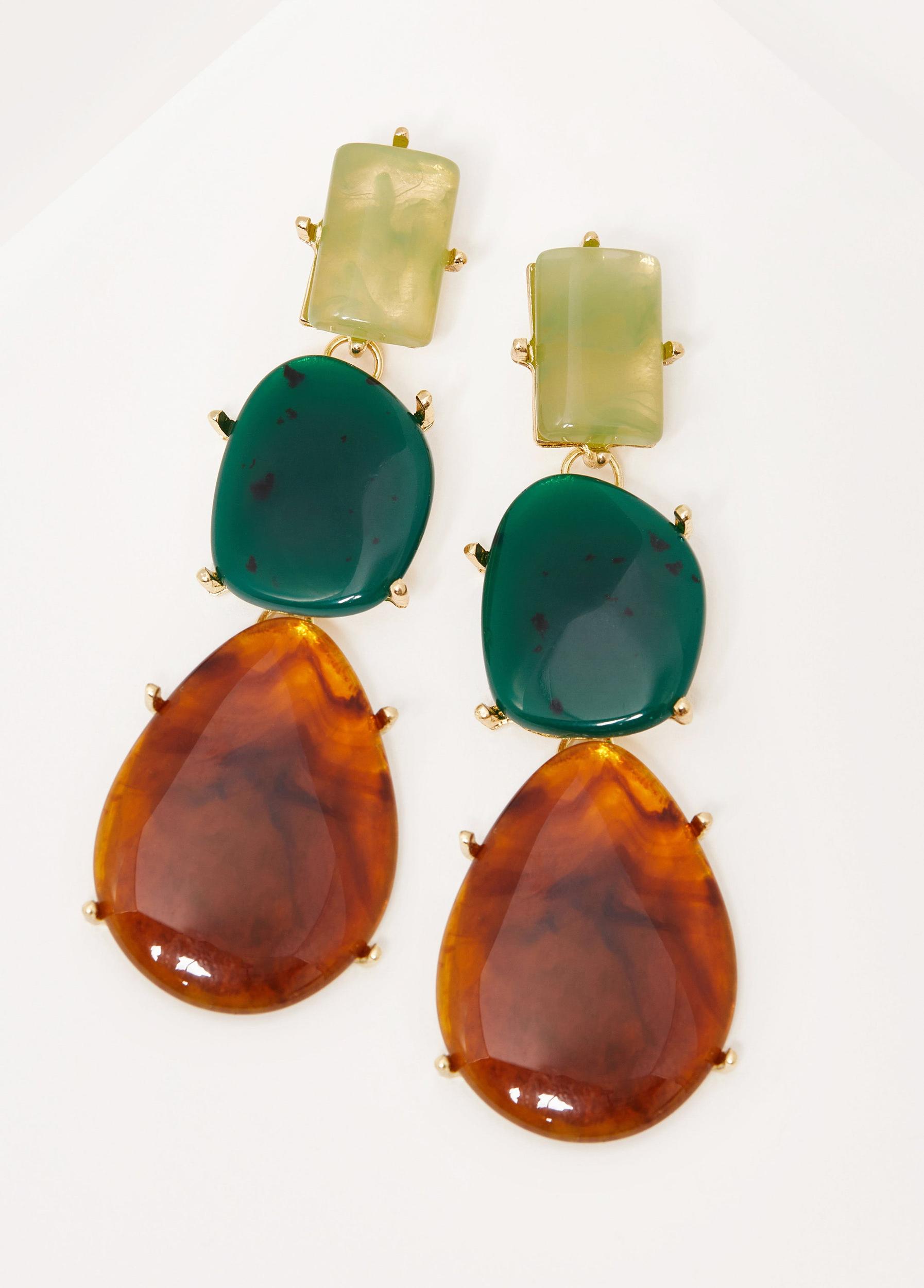 Colorblock Stone Drop Earrings Product Image
