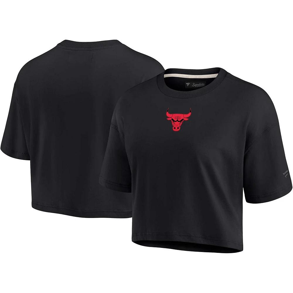 Women's Fanatics Signature Black Chicago Bulls Super Soft Boxy Cropped T-Shirt,  Product Image