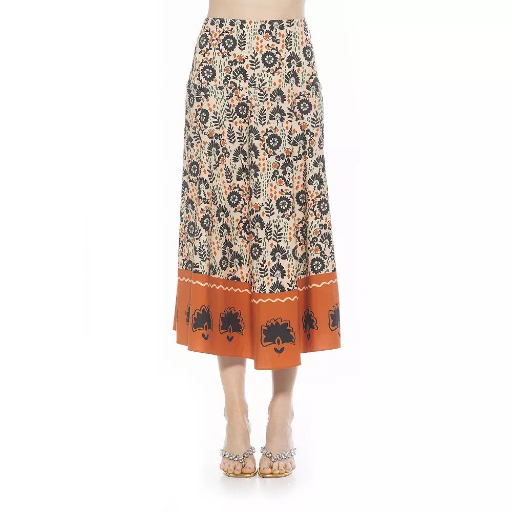 Women's ALEXIA ADMOR Hadley Pull-On Midi Skirt, Size: 14, Beige Team Product Image