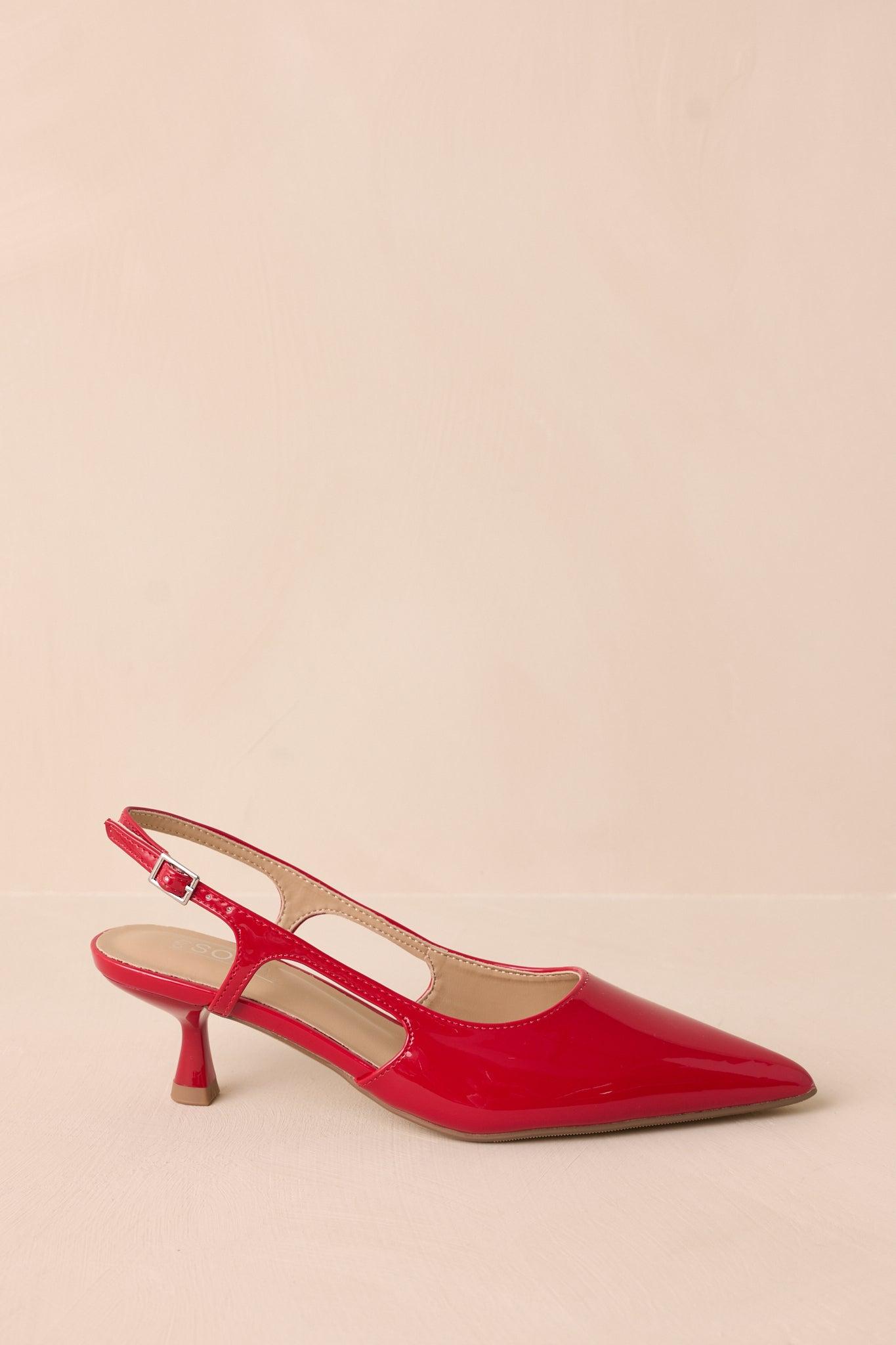 Fiercely Stunned Red Patent Slingback Kitten Heels Product Image