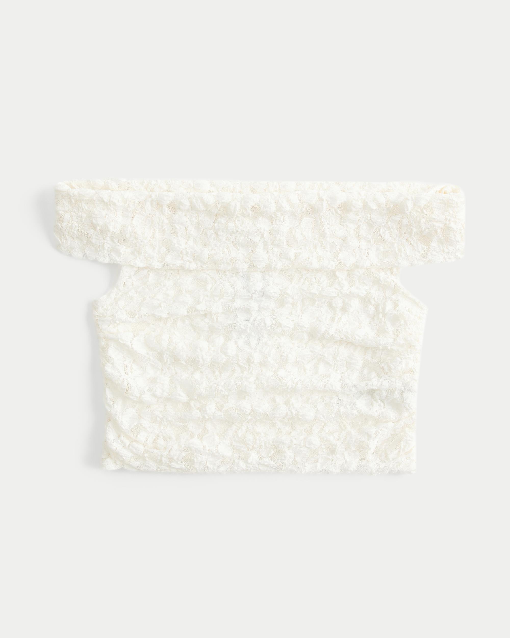 Mesh Foldover Off-the-Shoulder Top Product Image