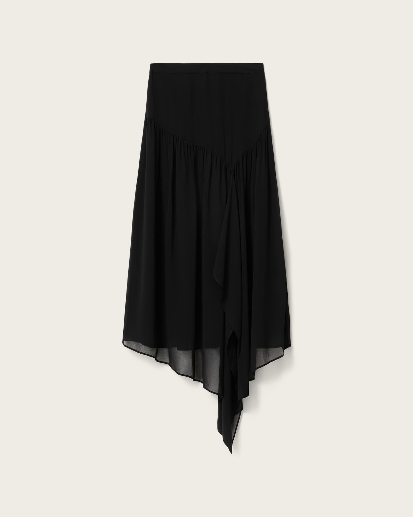 Cyra Asymmetric Maxi Skirt Black | ALLSAINTS US Product Image