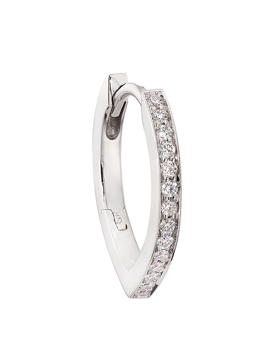 Womens Antifer 18K White Gold & Diamond Single Hoop Earring Product Image
