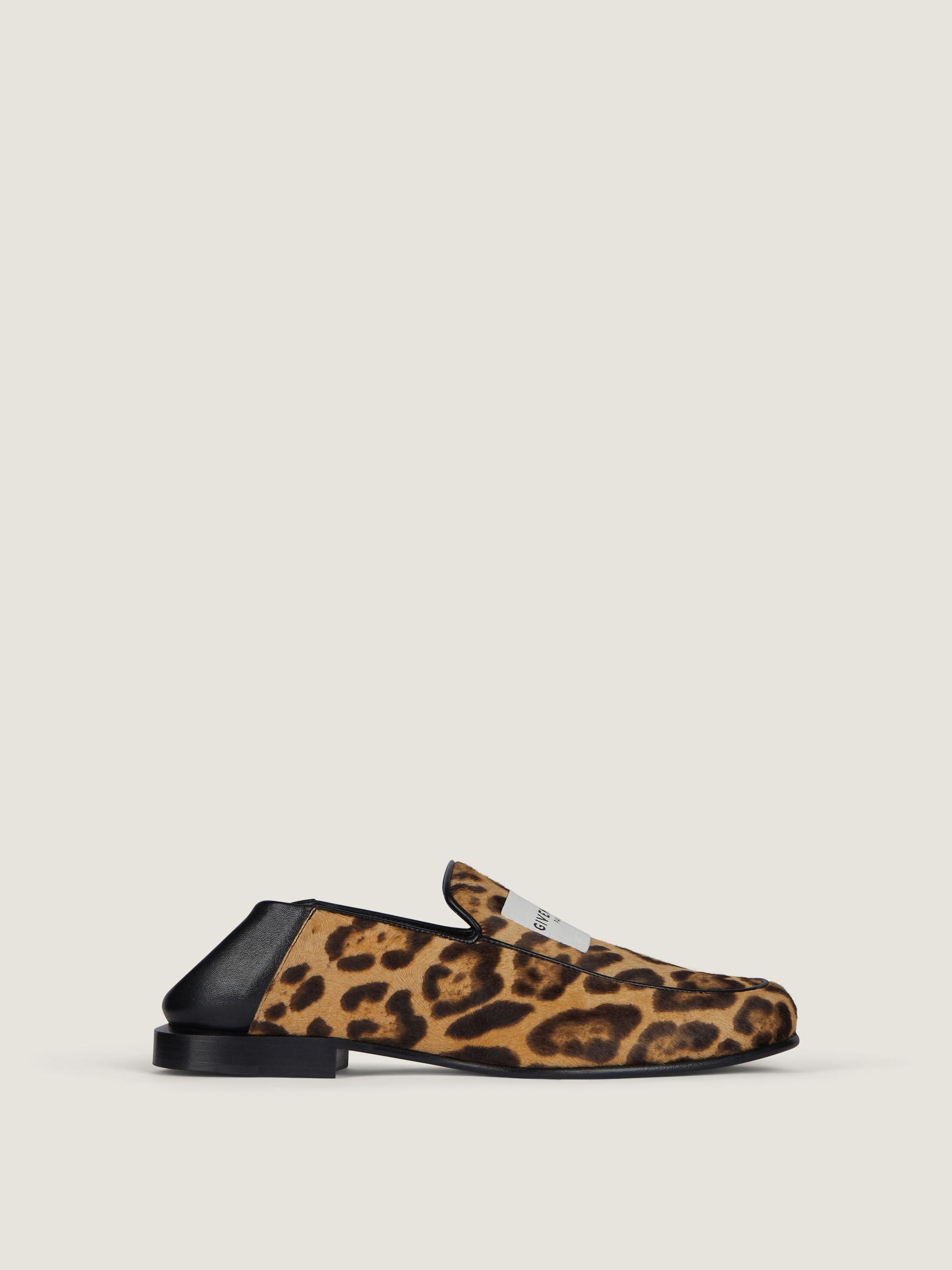 Label loafers in pony effect leather with leopard pattern Product Image