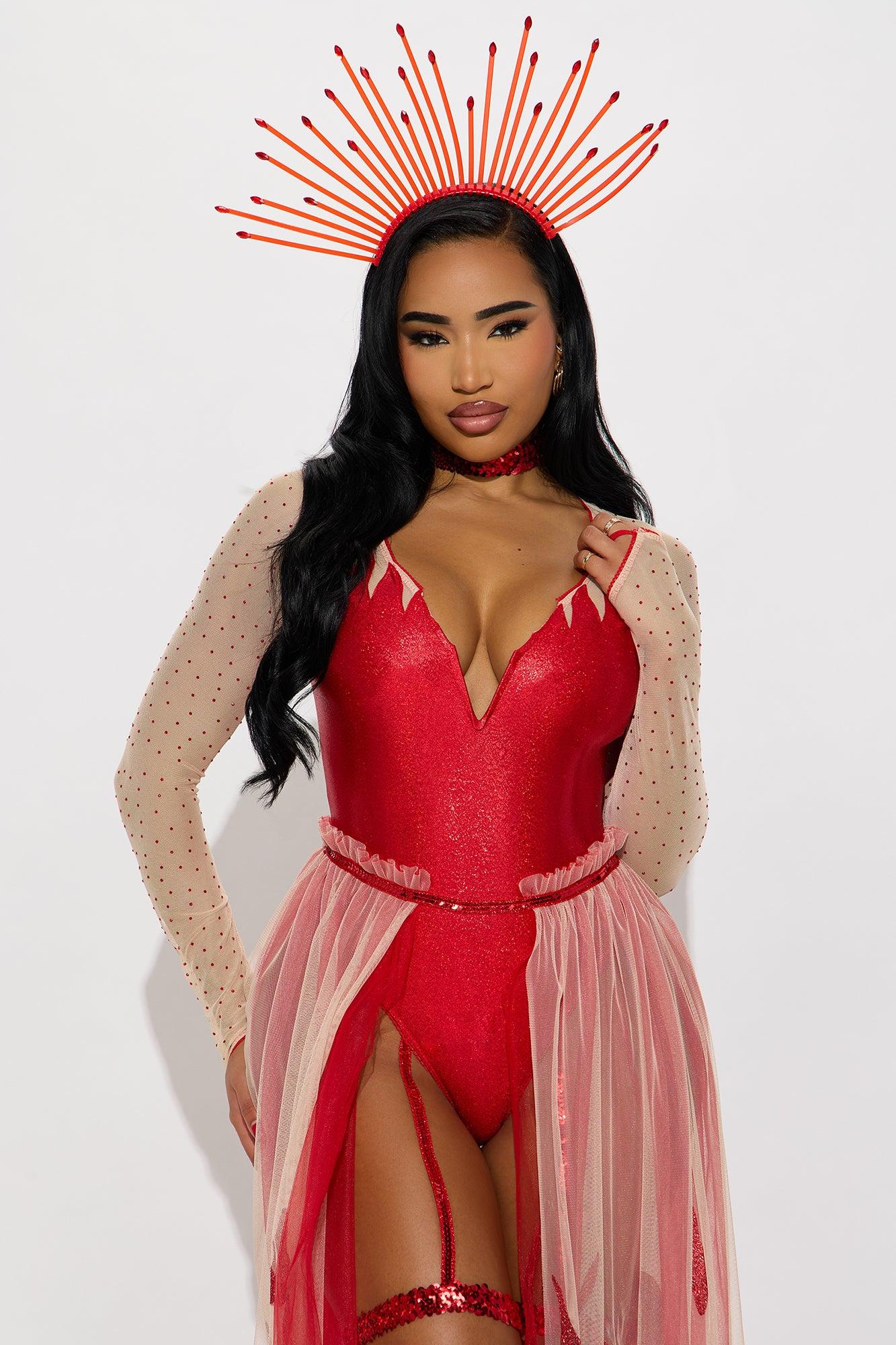 Fire Nymph 3 Piece Costume Set - Red/combo Female Product Image