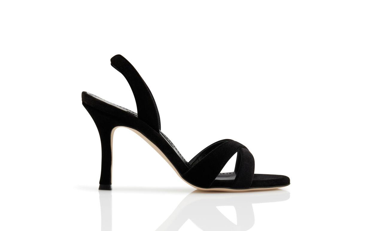 CALLASLI Black Velvet Slingback Sandals Product Image