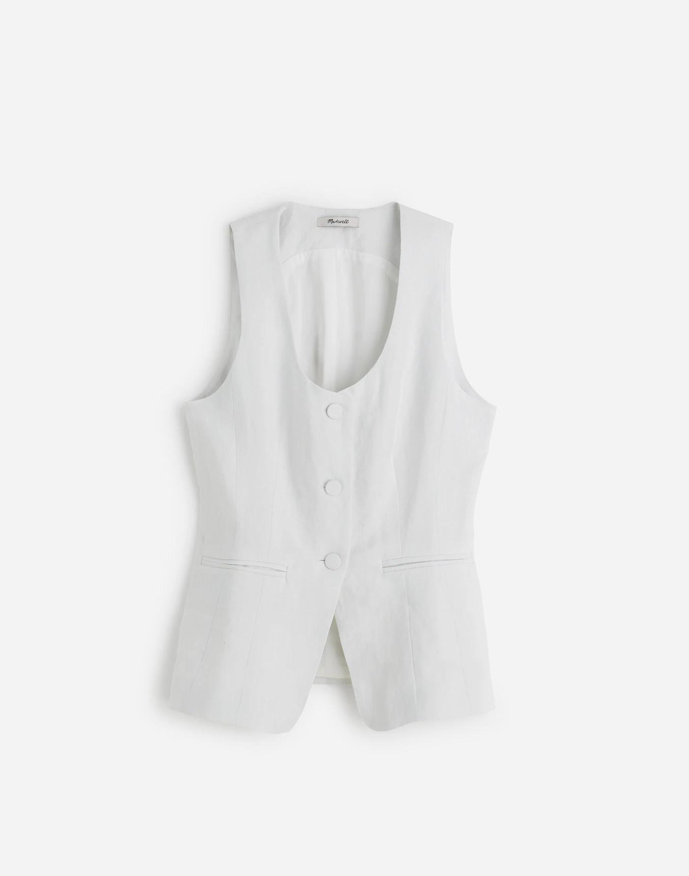 100% Linen Scoopneck Cutaway Vest Product Image