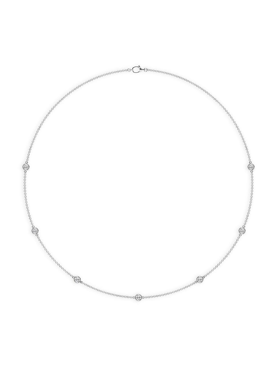 Womens 14K White Gold & Lab-Grown 7-Diamond Station Necklace/0.70-2.10 TCW Product Image
