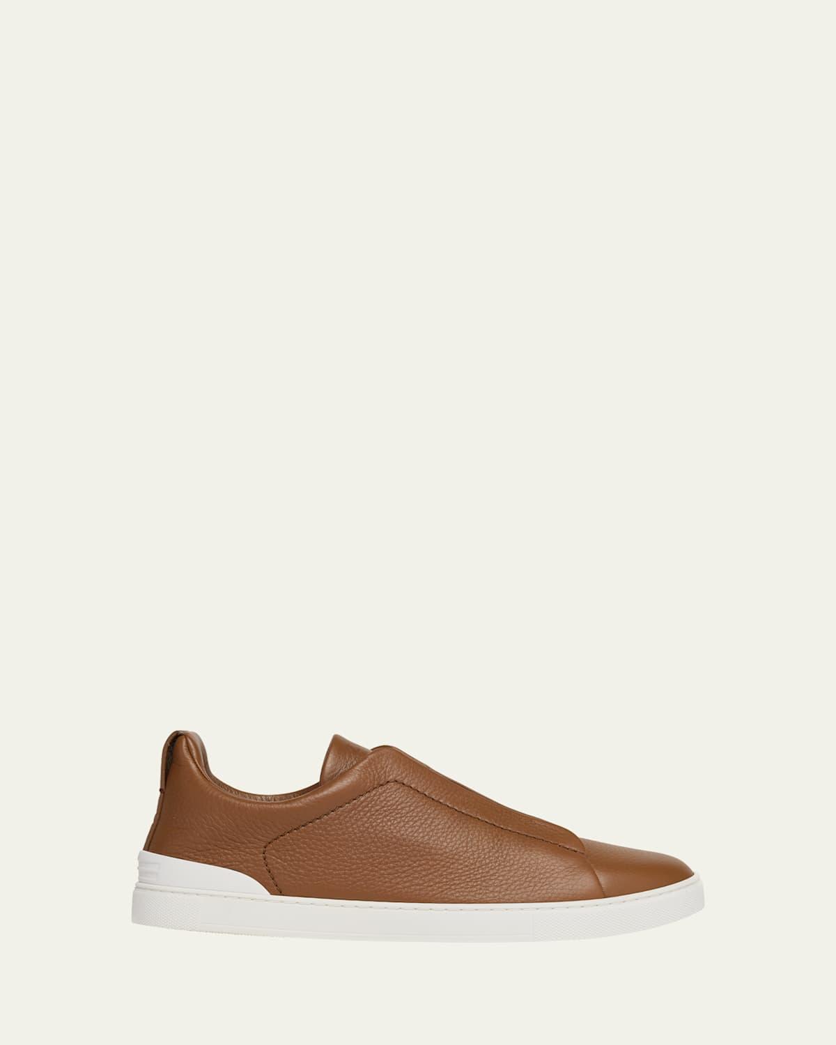 Zegna Mens Deerskin Triple Stitch Low Top Sneakers Product Image
