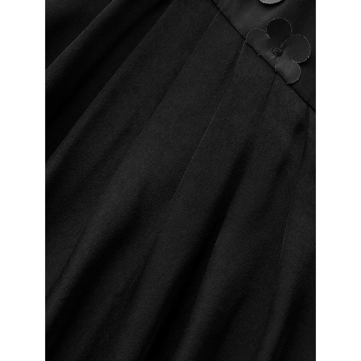 Plus Size Stereo Flower Design Split Hem Dress Black Women Cocktail Texture V-neck Sleeveless Curvy BloomChic 26/4X Product Image