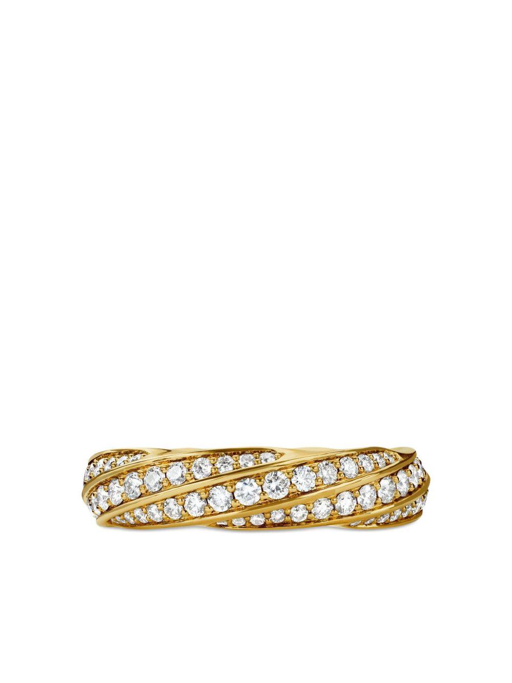 18kt recycled gold Cable Edge diamond band ring (6mm) Product Image
