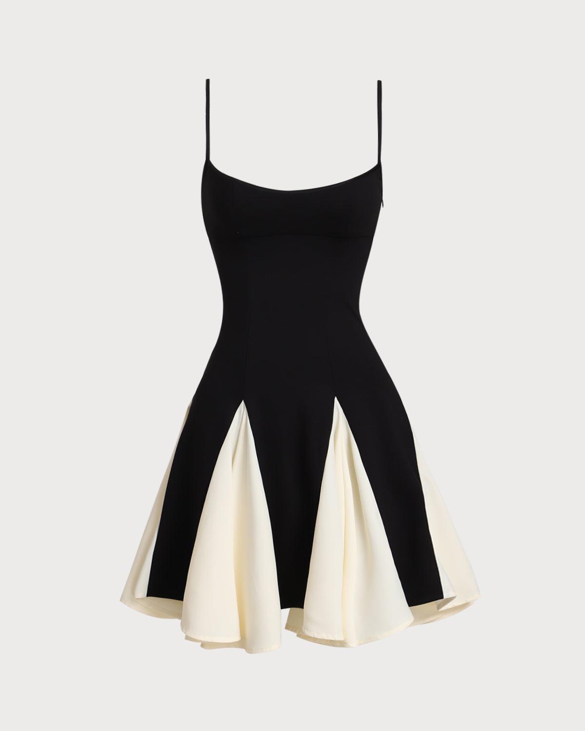 Black Contrast Slip Mini Dress Product Image