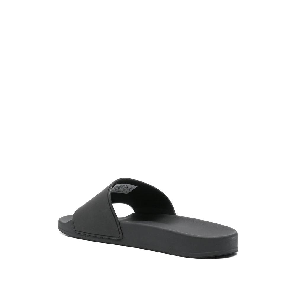 BALENCIAGA Black Sandals With Maxi Contrasting Logo In Tech Fabric Man In Multicolor Product Image