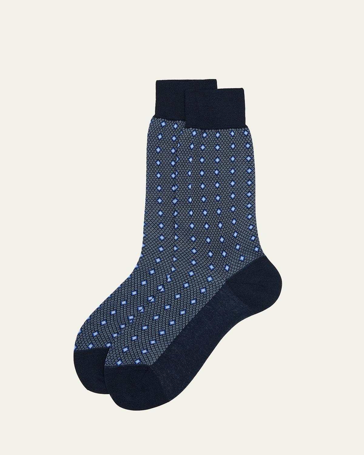 Men's Cotton Diamond-Woven Crew Socks Product Image