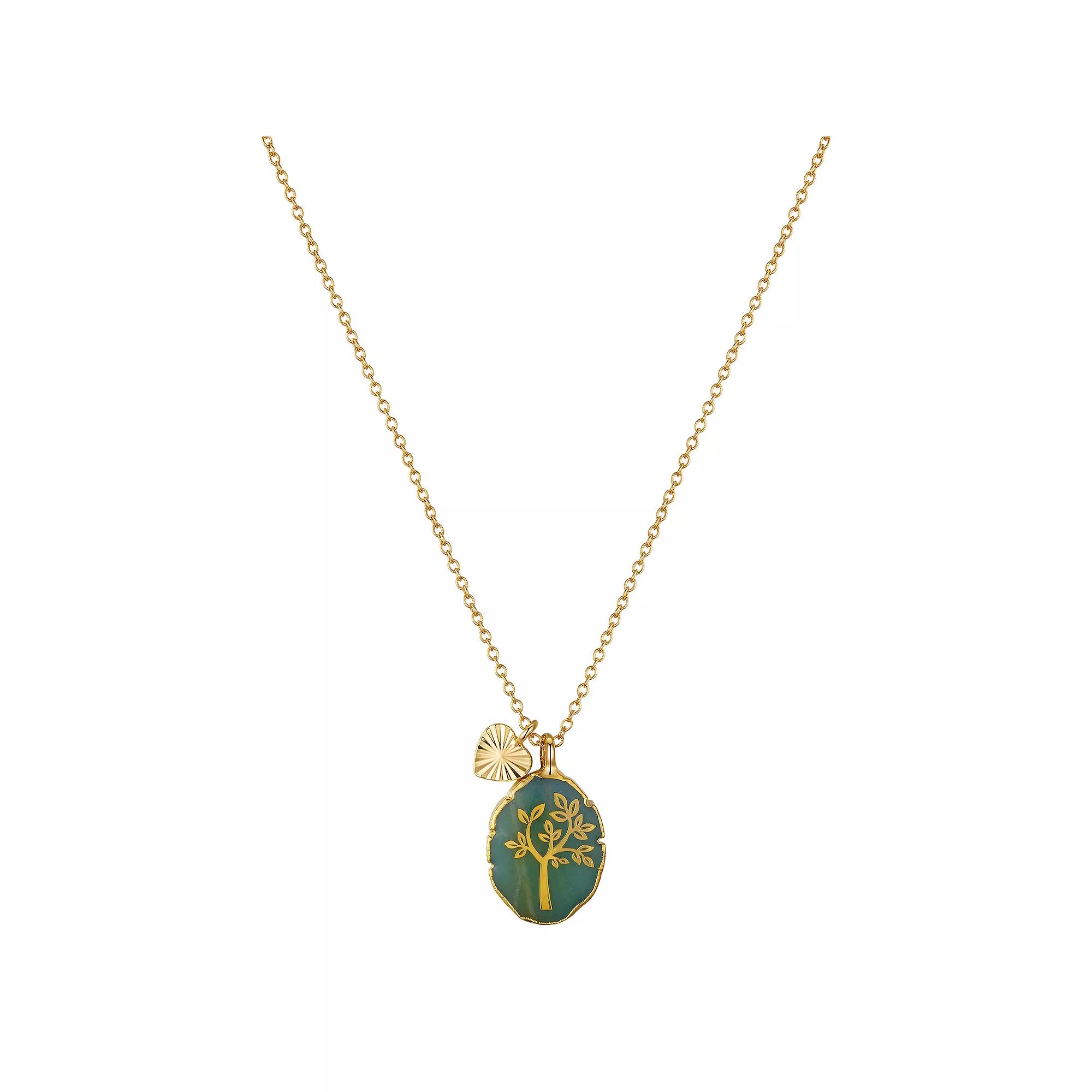 Love This Life® 14K Gold Plated Amazonite Family Tree Necklace, Women's, Size: 18" Product Image