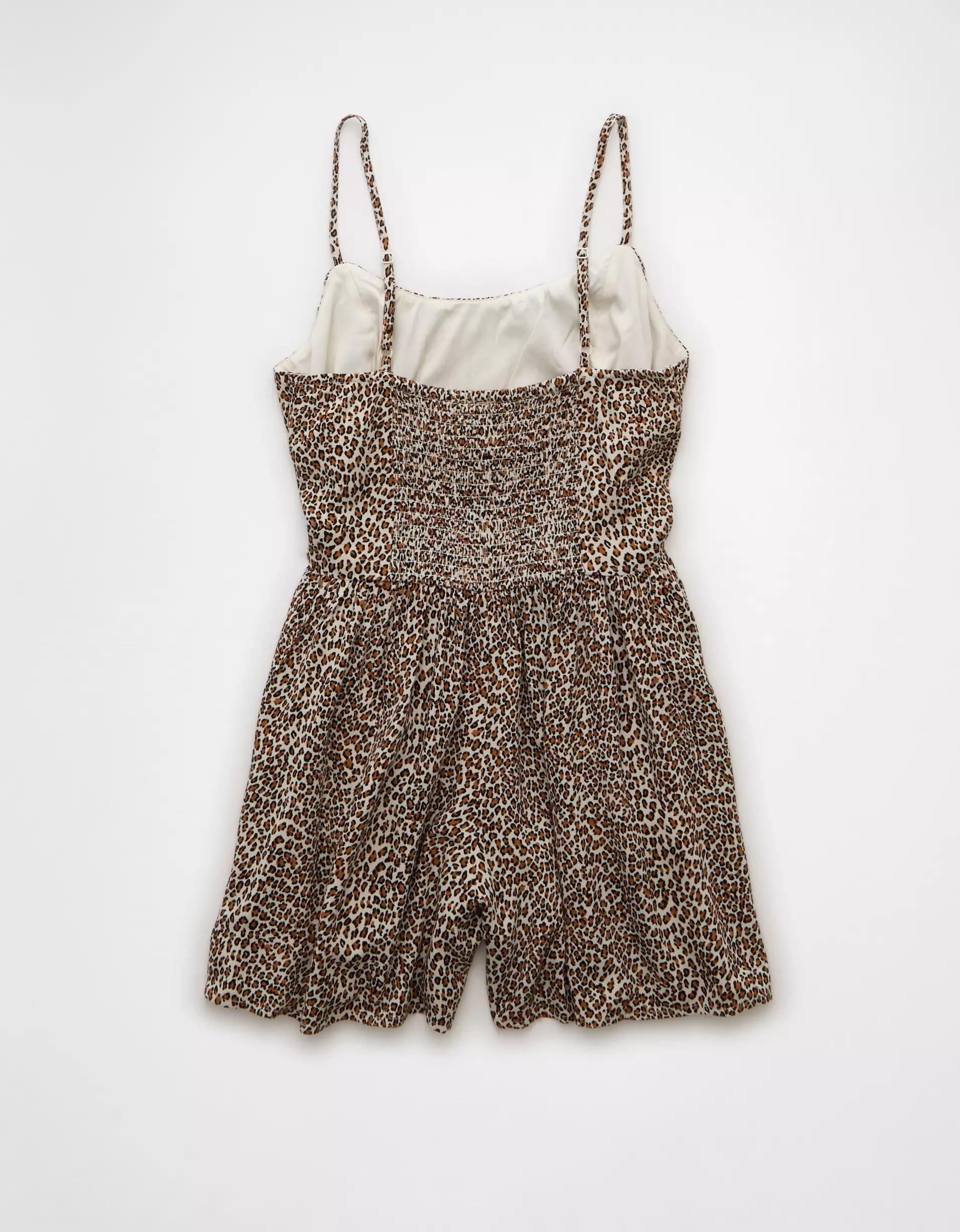 AE Ruched Bodice Leopard Corset Romper Product Image