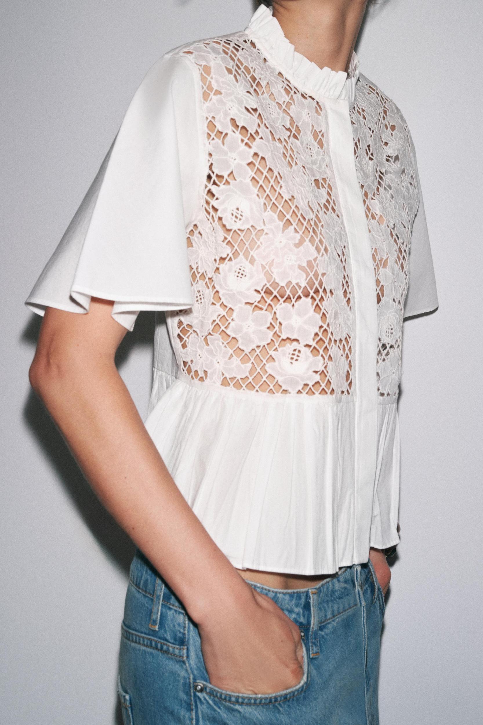 ZW COLLECTION EMBROIDERED PEPLUM SHIRT Product Image