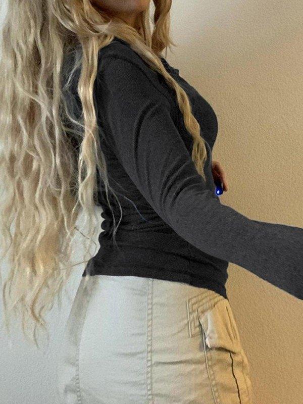 Button Down Long Sleeve Knit Top Product Image