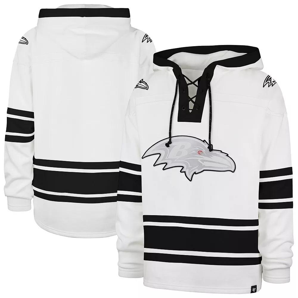 Men's '47 White Baltimore Ravens After Image Superior Lacer Pullover Hoodie, Size: XL Product Image