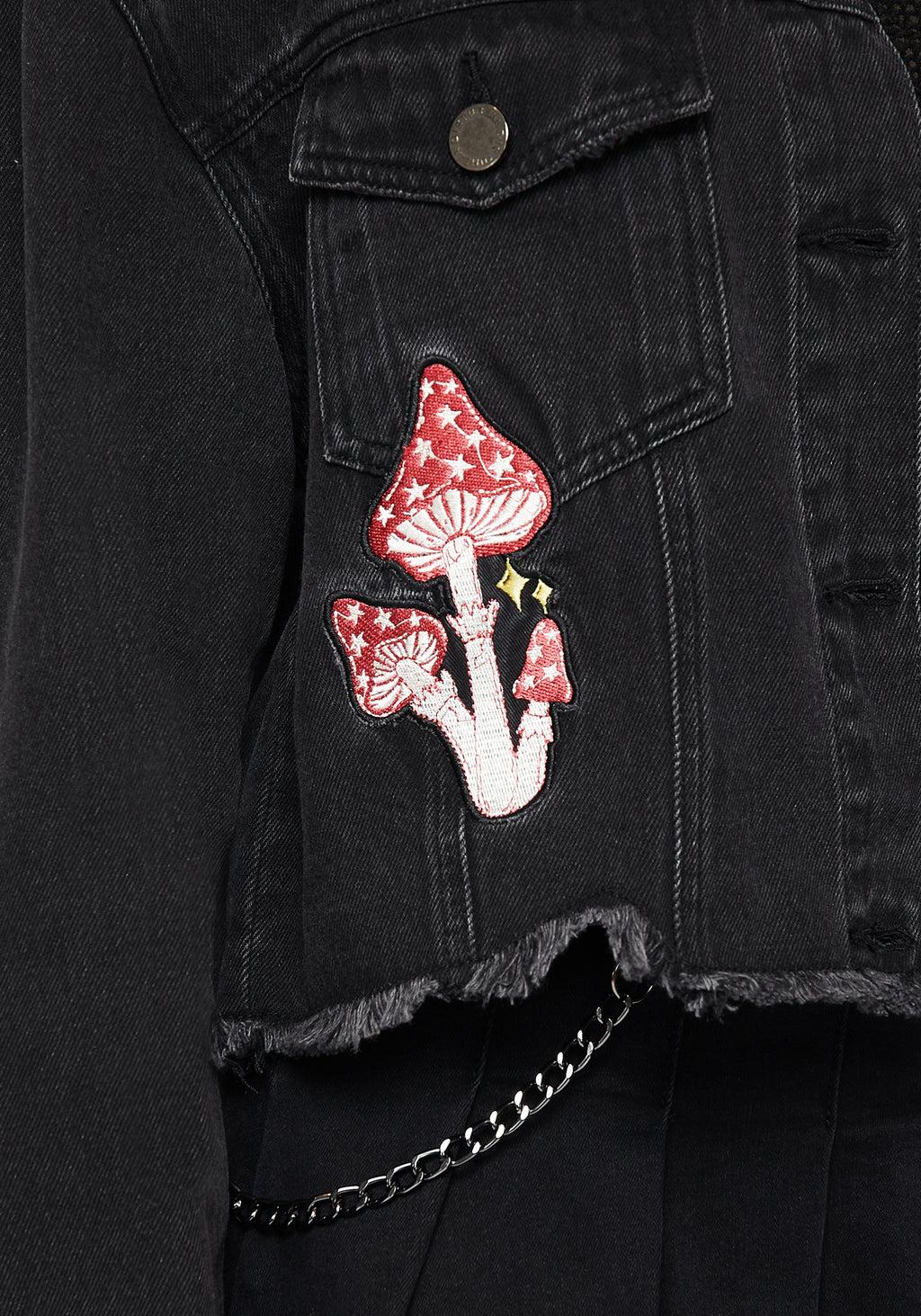 Nirah Embroidered Crop Denim Jacket Product Image