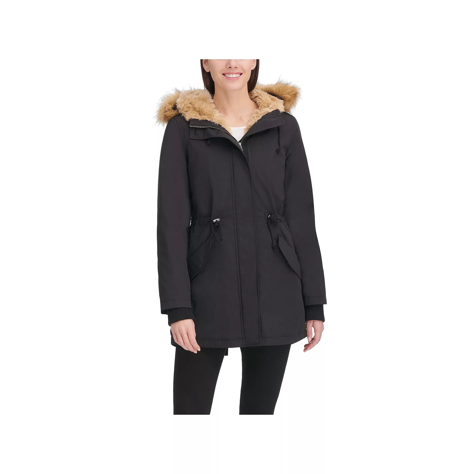 Women's Levi's® Arctic Cloth Fishtail Parka Jacket, Size: XL, Black Light Product Image