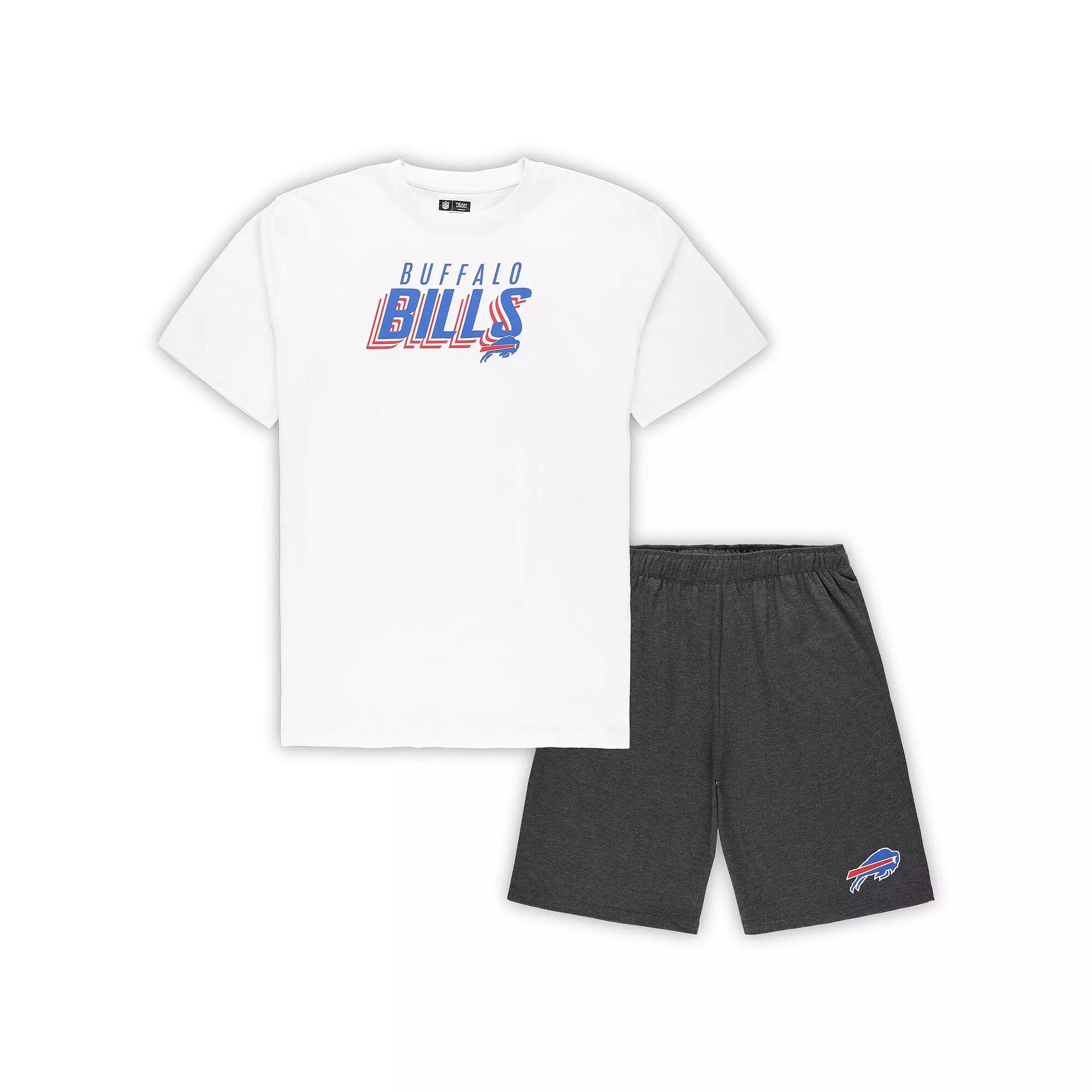 Men's Concepts Sport White/Charcoal Buffalo Bills Big & Tall T-Shirt and Shorts Set,  Product Image