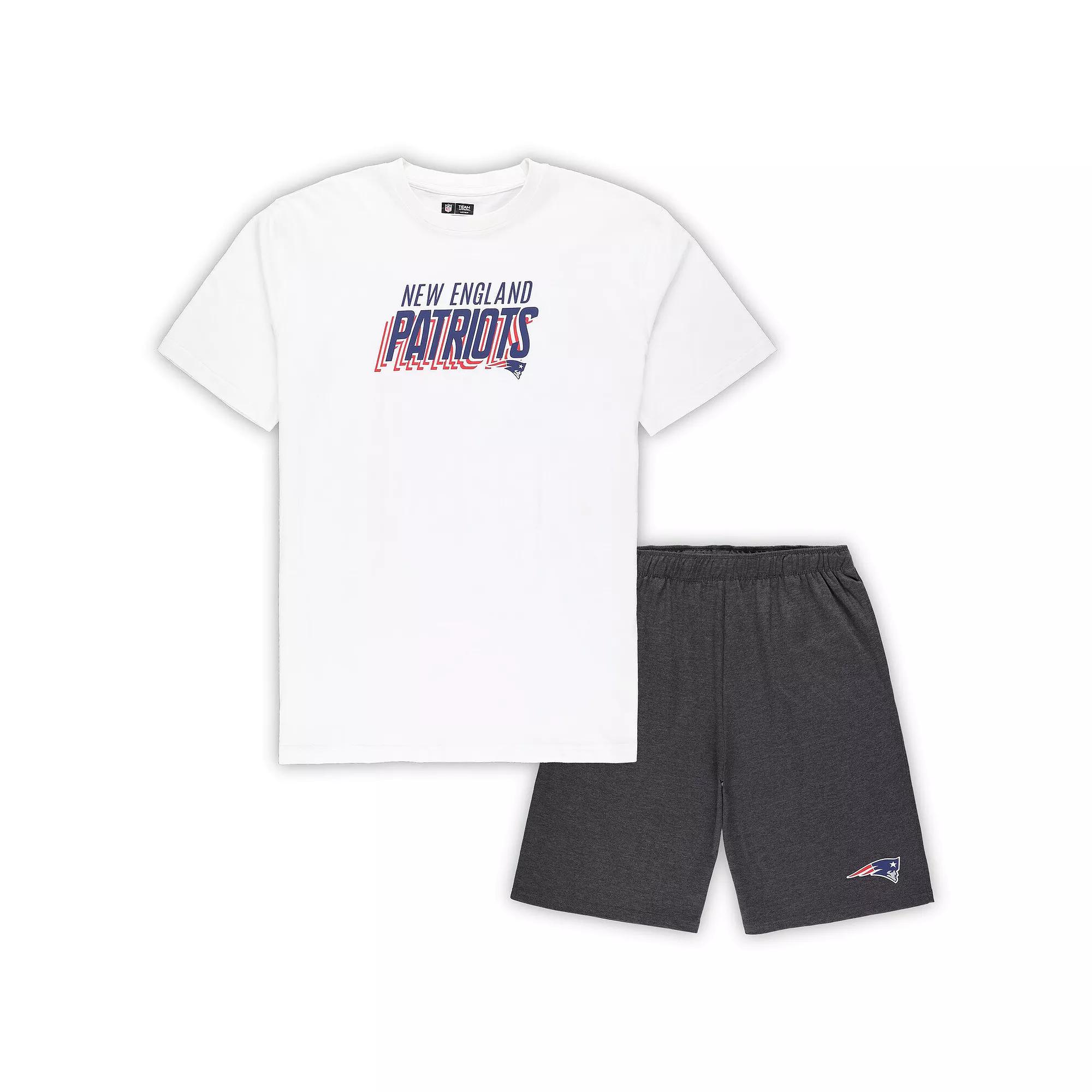 Men's Concepts Sport White/Charcoal New England Patriots Big & Tall T-Shirt and Shorts Set,  Product Image