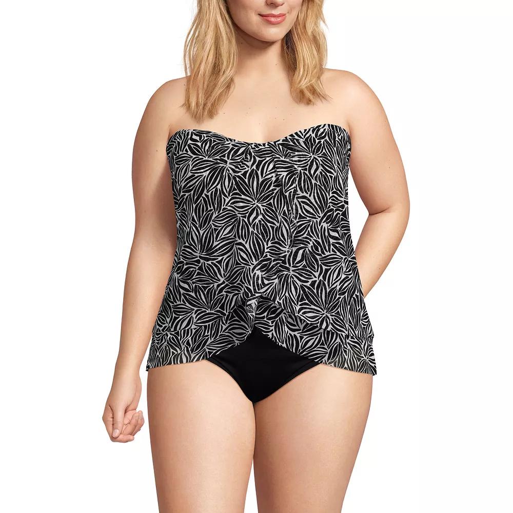 Plus Size Lands' End Draped Bandeau Fauxkini One-Piece Swimsuit, Women's, Size: 26 W, Abstract Floral Product Image