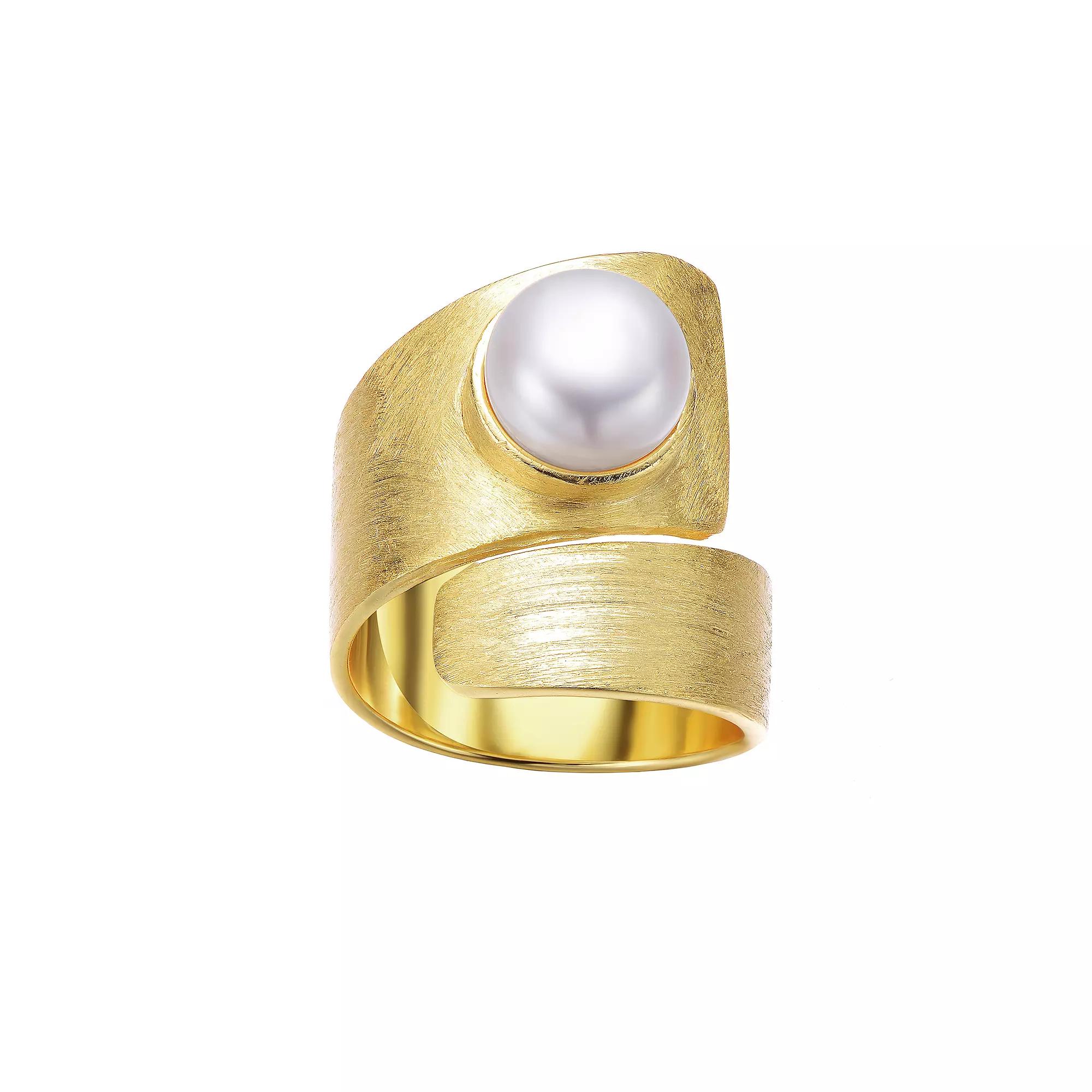 14k Gold Over Sterling Silver Freshwater Cultured Pearl Adjustable Ring, Womens, Gold Tone Product Image