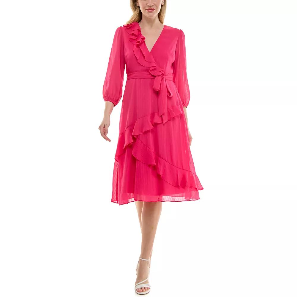 Women's Maison Tara Asymmetrical Ruffle Midi Dress,  Product Image