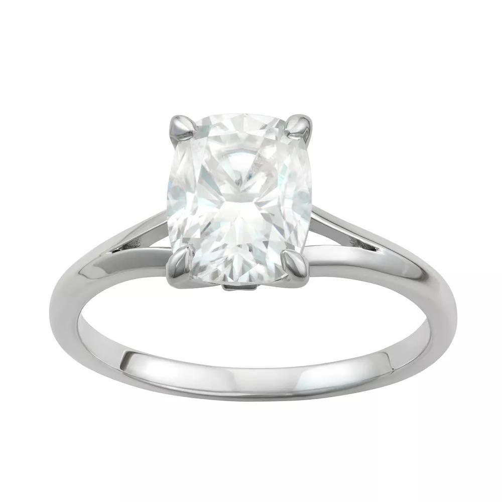 Charles & Colvard 14k Gold 2 1/3 Carat T.W. Lab-Created Elongated Cushion Solitaire Engagement Ring, Women's, Size: 5, White Product Image